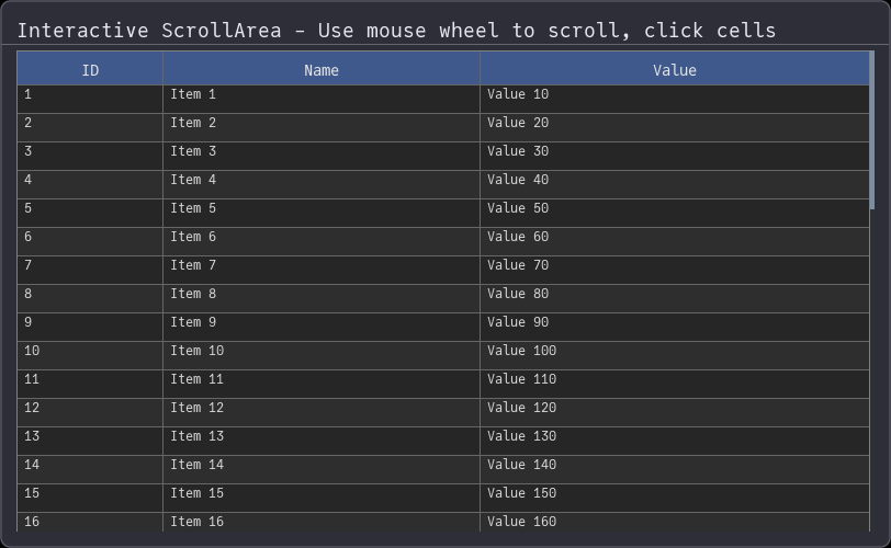Interactive ScrollArea