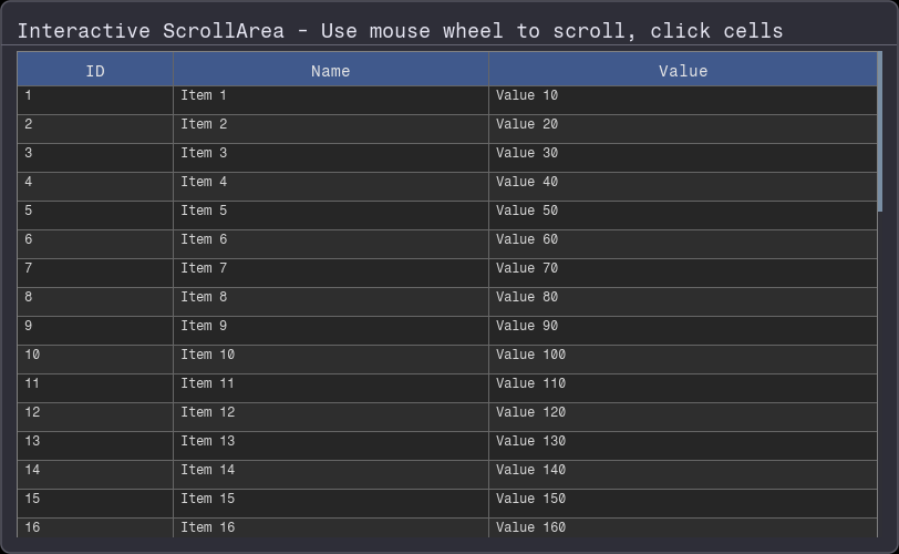 Interactive ScrollArea
